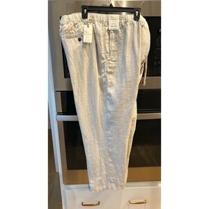 Men's Caribbean isle sands linen pants elastic waist big man 50 x 30 beige